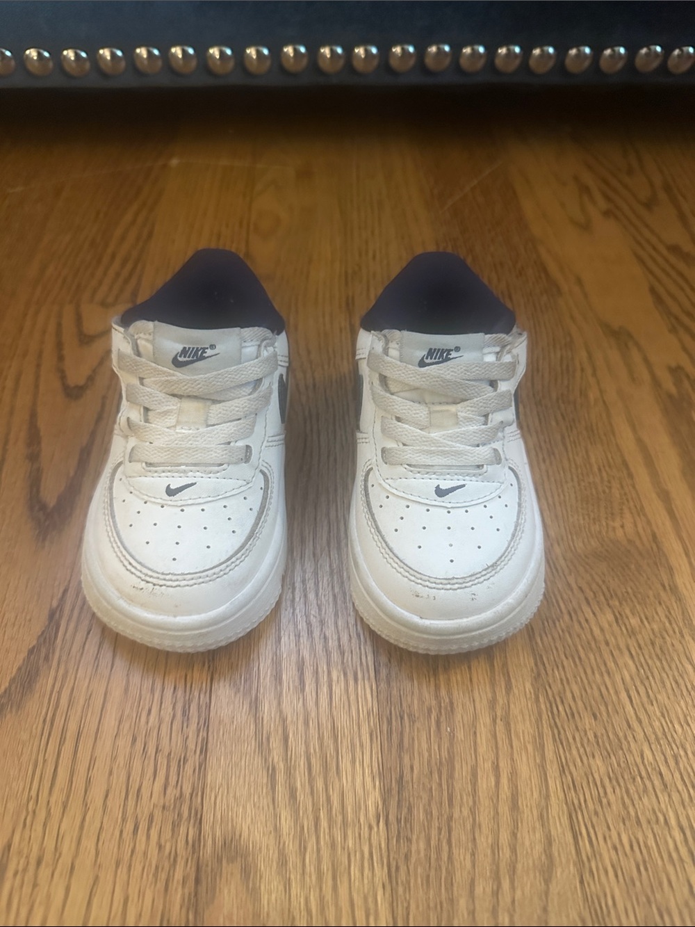 Nike Kids White Sneakers with Black Inner Collar